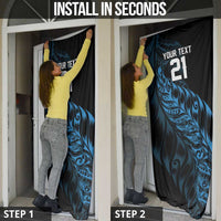 New Zealand Lawn Bowls Custom Door Cover Blue Maori Warrior Tribal Silver Fern - Polynesian Pride