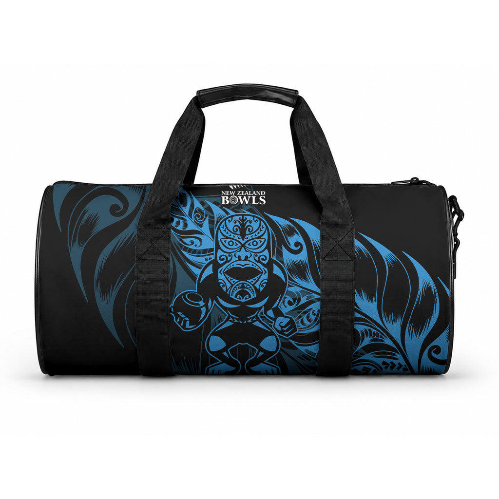 New Zealand Lawn Bowls Duffle Bag Blue Maori Warrior Tribal Silver Fern LT9 One size Blue - Polynesian Pride