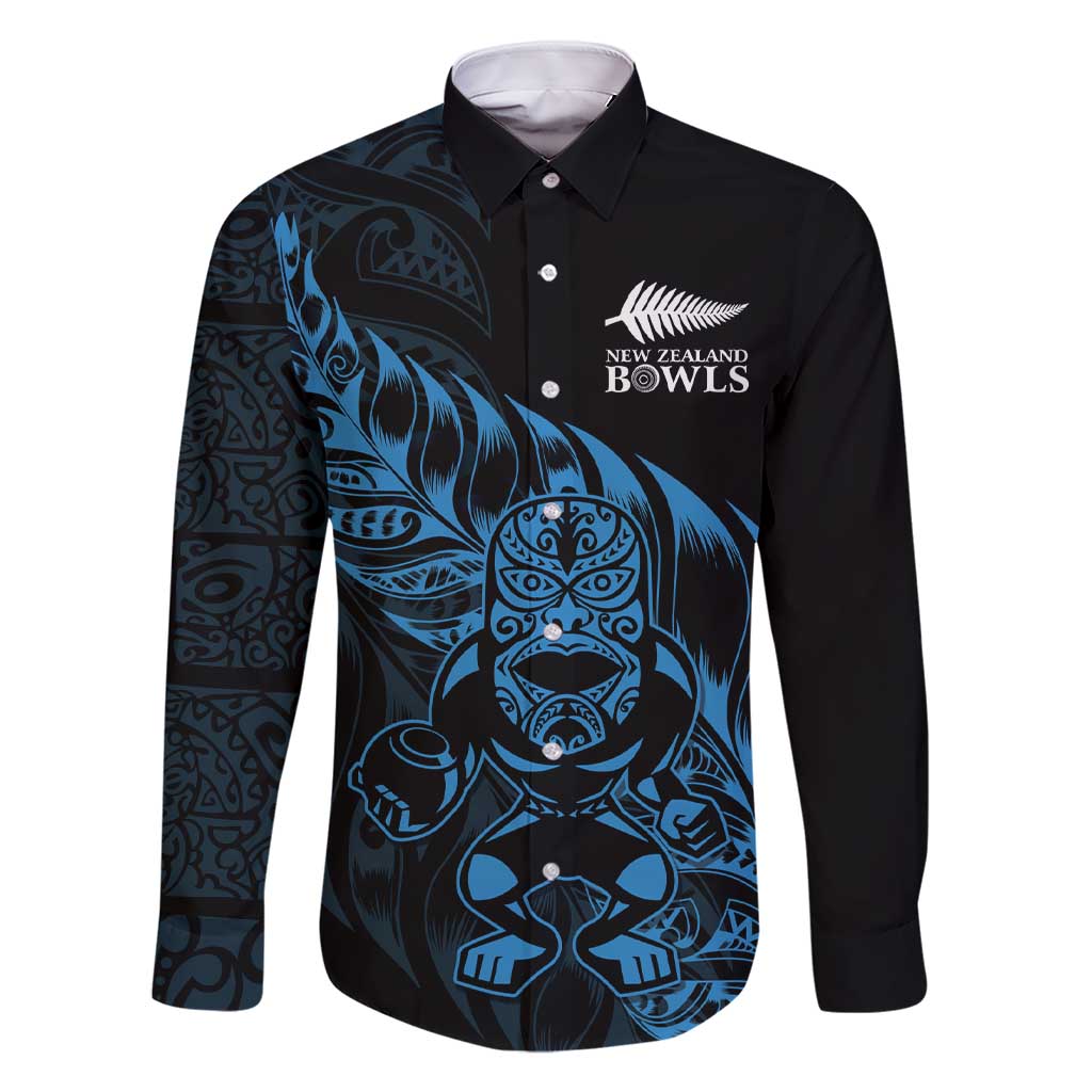 New Zealand Lawn Bowls Custom Family Matching Short Sleeve Bodycon Dress and Hawaiian Shirt Blue Maori Warrior Tribal Silver Fern - Polynesian Pride