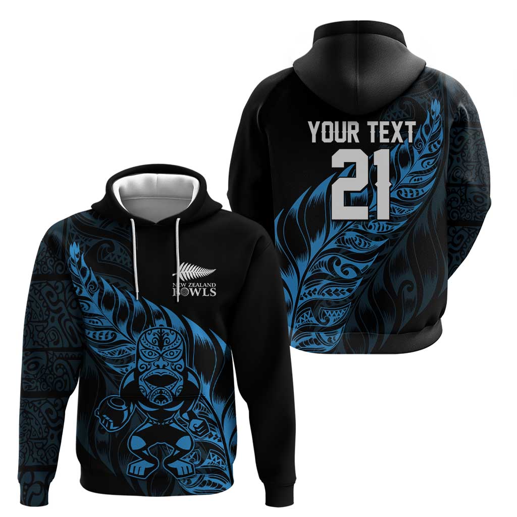 New Zealand Lawn Bowls Custom Hoodie Blue Maori Warrior Tribal Silver Fern - Polynesian Pride