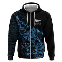 New Zealand Lawn Bowls Custom Hoodie Blue Maori Warrior Tribal Silver Fern - Polynesian Pride
