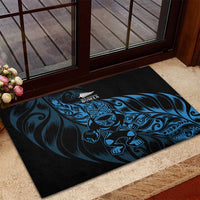 New Zealand Lawn Bowls Rubber Doormat Blue Maori Warrior Tribal Silver Fern - Polynesian Pride