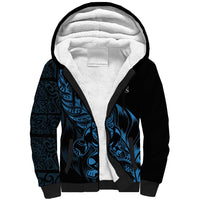 New Zealand Lawn Bowls Custom Sherpa Hoodie Blue Maori Warrior Tribal Silver Fern - Polynesian Pride
