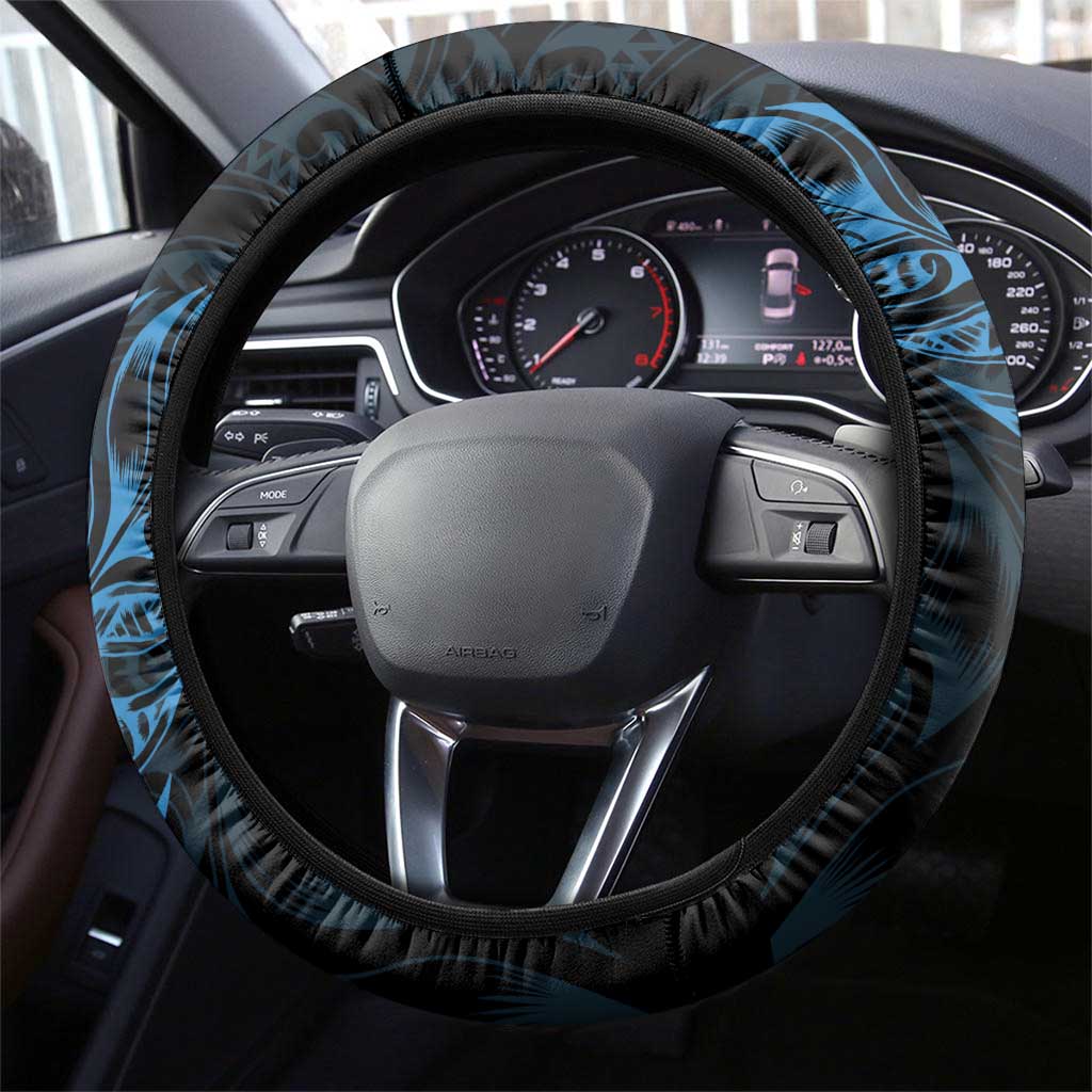 New Zealand Lawn Bowls Steering Wheel Cover Blue Maori Warrior Tribal Silver Fern - Polynesian Pride