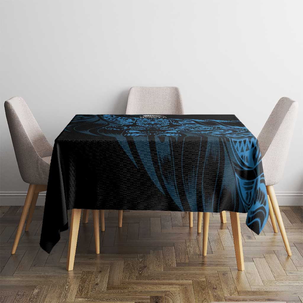 New Zealand Lawn Bowls Tablecloth Blue Maori Warrior Tribal Silver Fern - Polynesian Pride