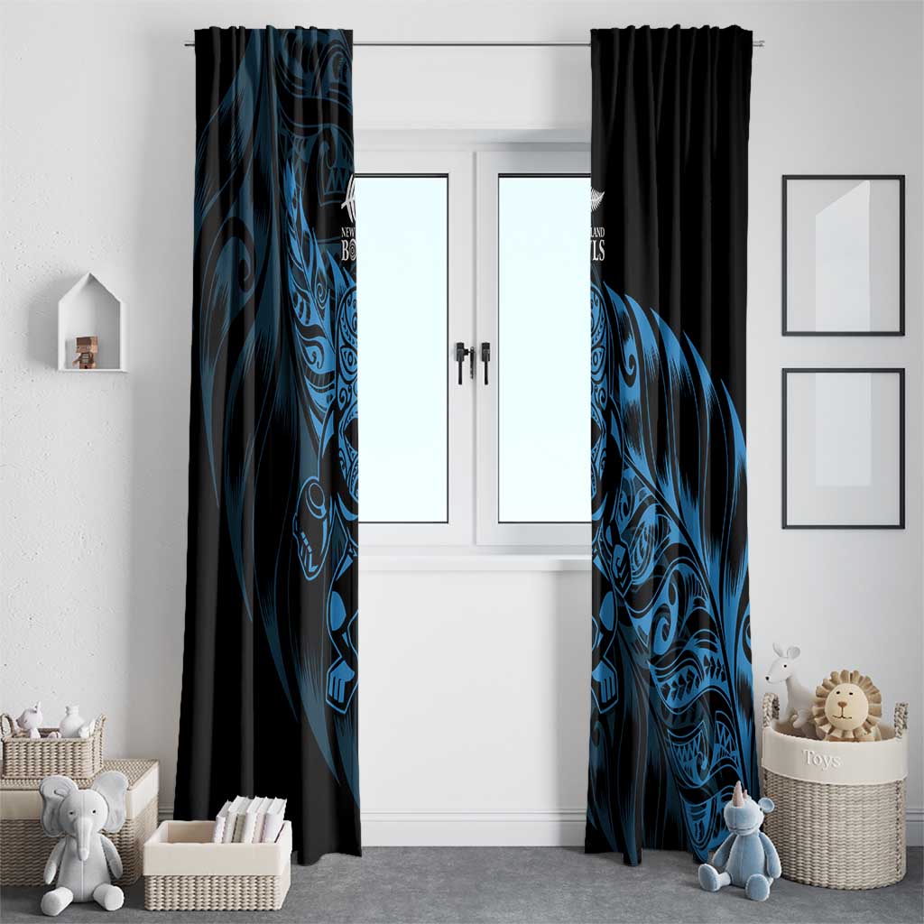 New Zealand Lawn Bowls Window Curtain Blue Maori Warrior Tribal Silver Fern - Polynesian Pride
