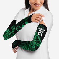 New Zealand Lawn Bowls Custom Arm Sleeves Green Maori Warrior Tribal Silver Fern - Polynesian Pride