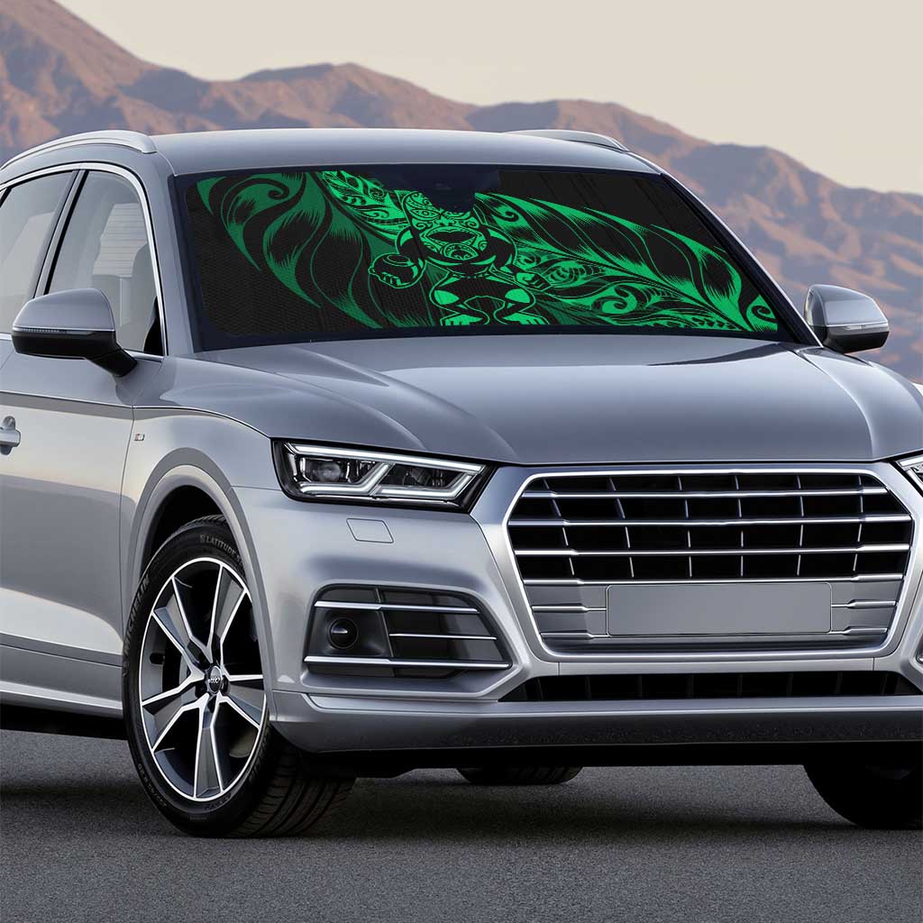 New Zealand Lawn Bowls Auto Sun Shade Green Maori Warrior Tribal Silver Fern - Polynesian Pride