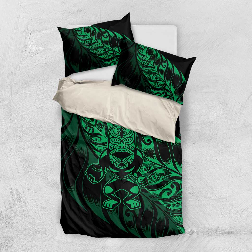 New Zealand Lawn Bowls Bedding Set Green Maori Warrior Tribal Silver Fern - Polynesian Pride