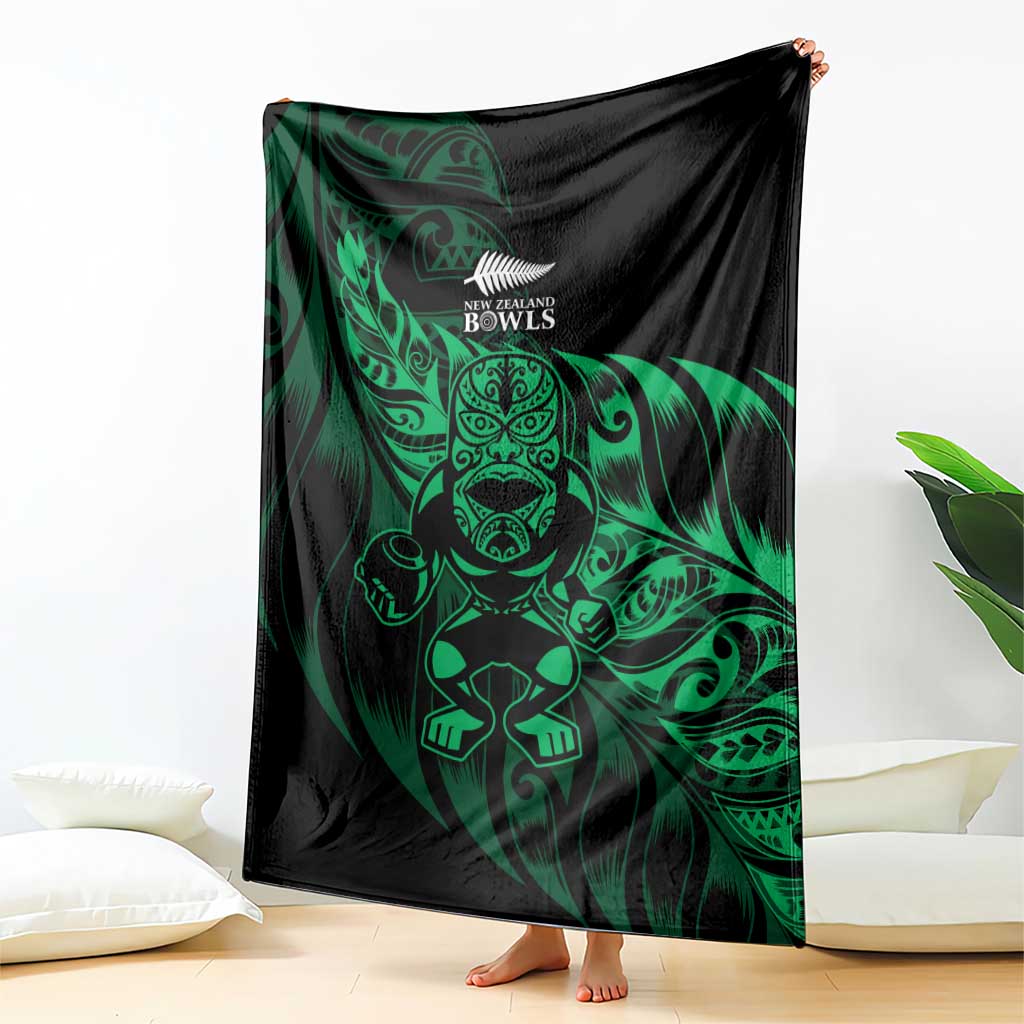 New Zealand Lawn Bowls Blanket Green Maori Warrior Tribal Silver Fern - Polynesian Pride