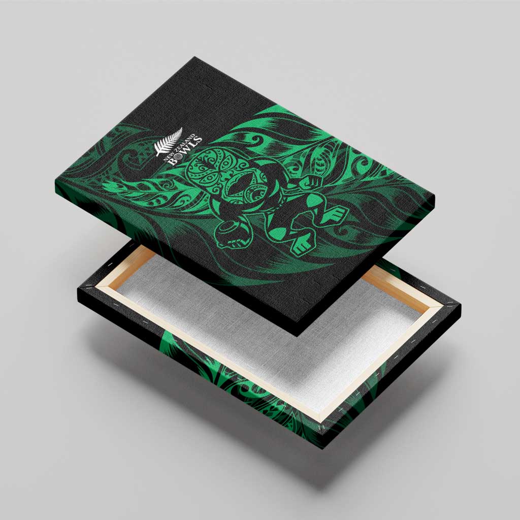 New Zealand Lawn Bowls Canvas Wall Art Green Maori Warrior Tribal Silver Fern - Polynesian Pride