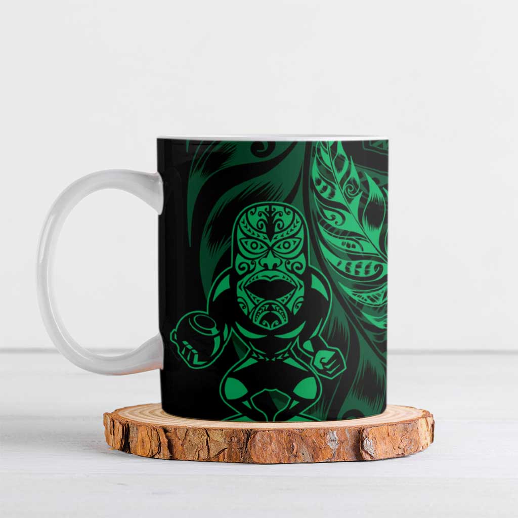 New Zealand Lawn Bowls Custom Ceramic Mug Green Maori Warrior Tribal Silver Fern - Polynesian Pride