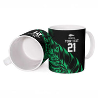 New Zealand Lawn Bowls Custom Ceramic Mug Green Maori Warrior Tribal Silver Fern - Polynesian Pride
