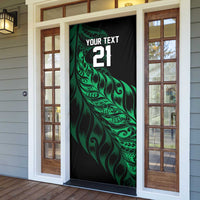 New Zealand Lawn Bowls Custom Door Cover Green Maori Warrior Tribal Silver Fern - Polynesian Pride