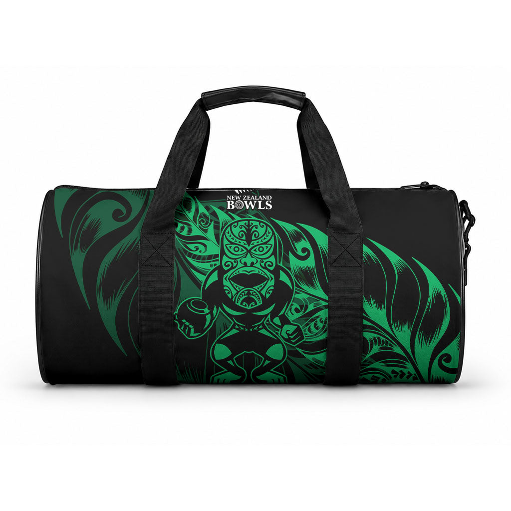 New Zealand Lawn Bowls Duffle Bag Green Maori Warrior Tribal Silver Fern LT9 One size Green - Polynesian Pride