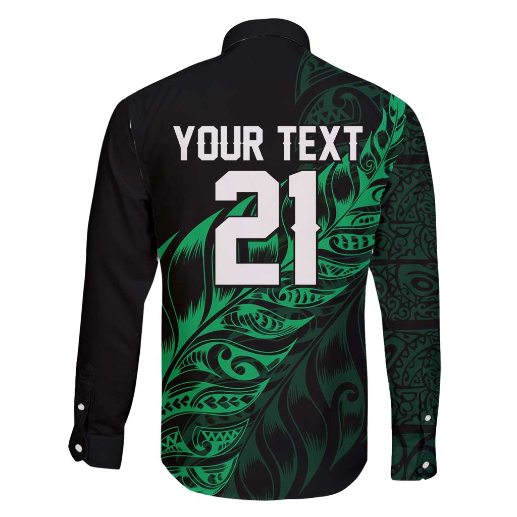 New Zealand Lawn Bowls Custom Family Matching Off Shoulder Maxi Dress and Hawaiian Shirt Green Maori Warrior Tribal Silver Fern - Polynesian Pride