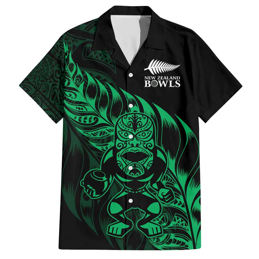 New Zealand Lawn Bowls Custom Family Matching Short Sleeve Bodycon Dress and Hawaiian Shirt Green Maori Warrior Tribal Silver Fern - Polynesian Pride