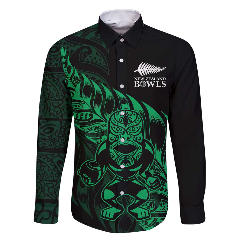New Zealand Lawn Bowls Custom Family Matching Short Sleeve Bodycon Dress and Hawaiian Shirt Green Maori Warrior Tribal Silver Fern - Polynesian Pride