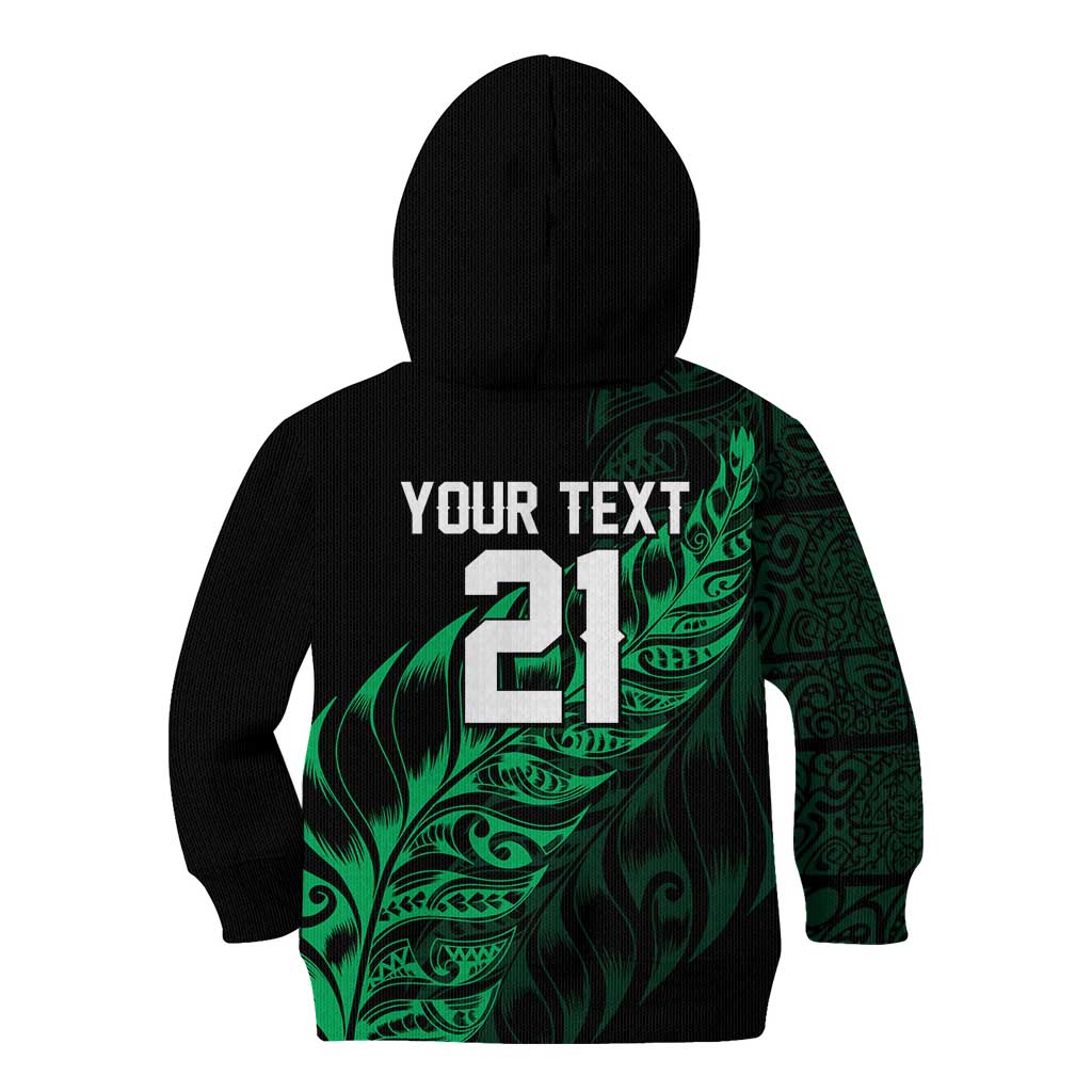New Zealand Lawn Bowls Custom Kid Hoodie Green Maori Warrior Tribal Silver Fern - Polynesian Pride