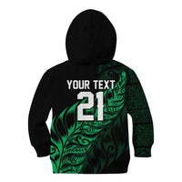 New Zealand Lawn Bowls Custom Kid Hoodie Green Maori Warrior Tribal Silver Fern - Polynesian Pride