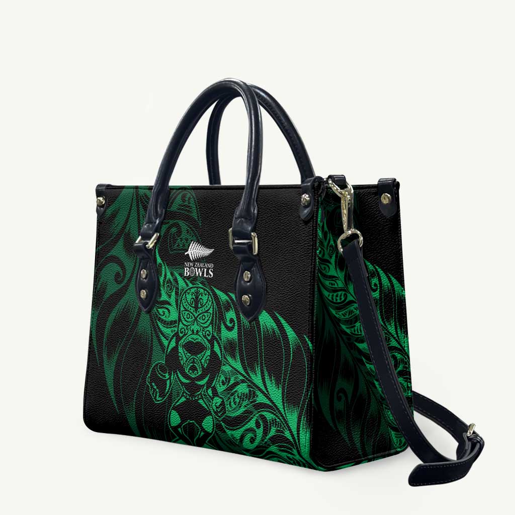 New Zealand Lawn Bowls Leather Bag Green Maori Warrior Tribal Silver Fern - Polynesian Pride