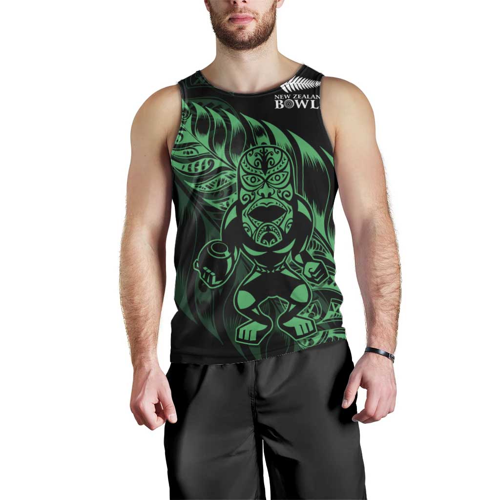 New Zealand Lawn Bowls Custom Men Tank Top Green Maori Warrior Tribal Silver Fern - Polynesian Pride