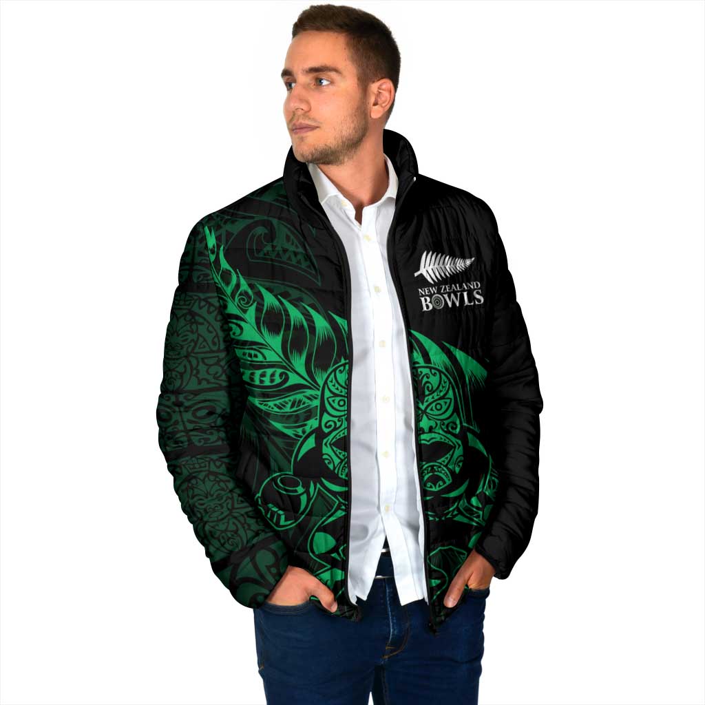 New Zealand Lawn Bowls Custom Padded Jacket Green Maori Warrior Tribal Silver Fern - Polynesian Pride
