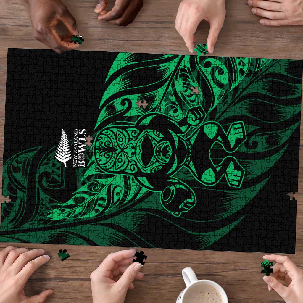 New Zealand Lawn Bowls Puzzle Green Maori Warrior Tribal Silver Fern - Polynesian Pride