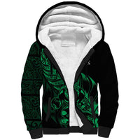 New Zealand Lawn Bowls Custom Sherpa Hoodie Green Maori Warrior Tribal Silver Fern - Polynesian Pride