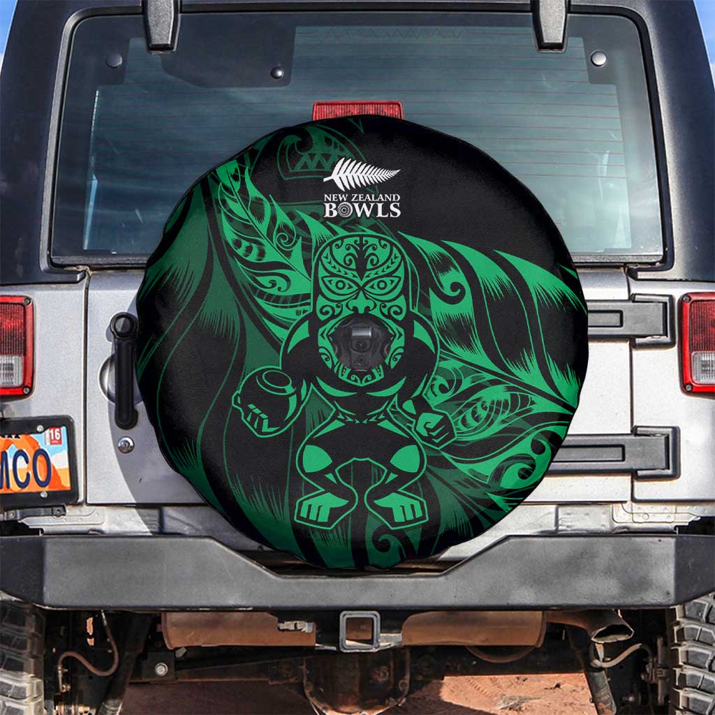 New Zealand Lawn Bowls Spare Tire Cover Green Maori Warrior Tribal Silver Fern - Polynesian Pride