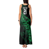 New Zealand Lawn Bowls Custom Tank Maxi Dress Green Maori Warrior Tribal Silver Fern - Polynesian Pride