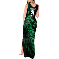 New Zealand Lawn Bowls Custom Tank Maxi Dress Green Maori Warrior Tribal Silver Fern - Polynesian Pride