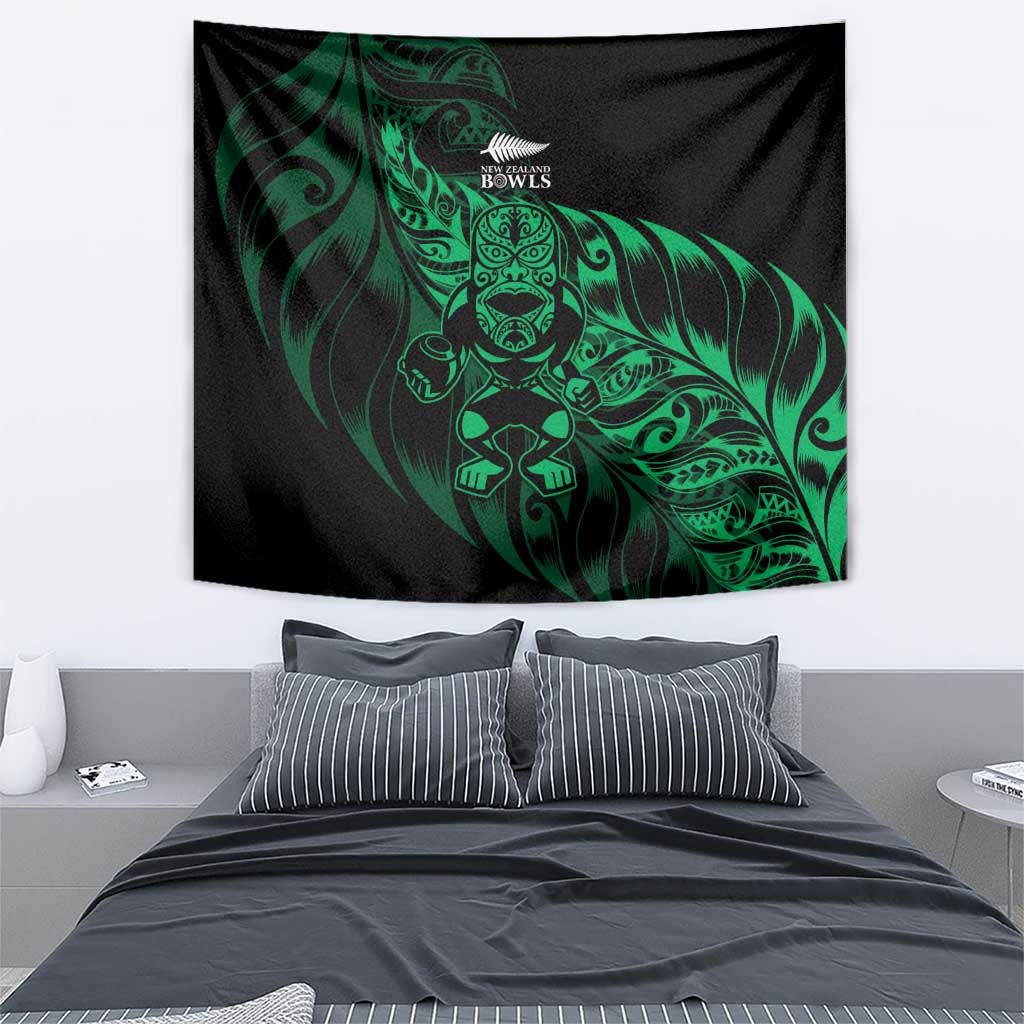 New Zealand Lawn Bowls Tapestry Green Maori Warrior Tribal Silver Fern - Polynesian Pride
