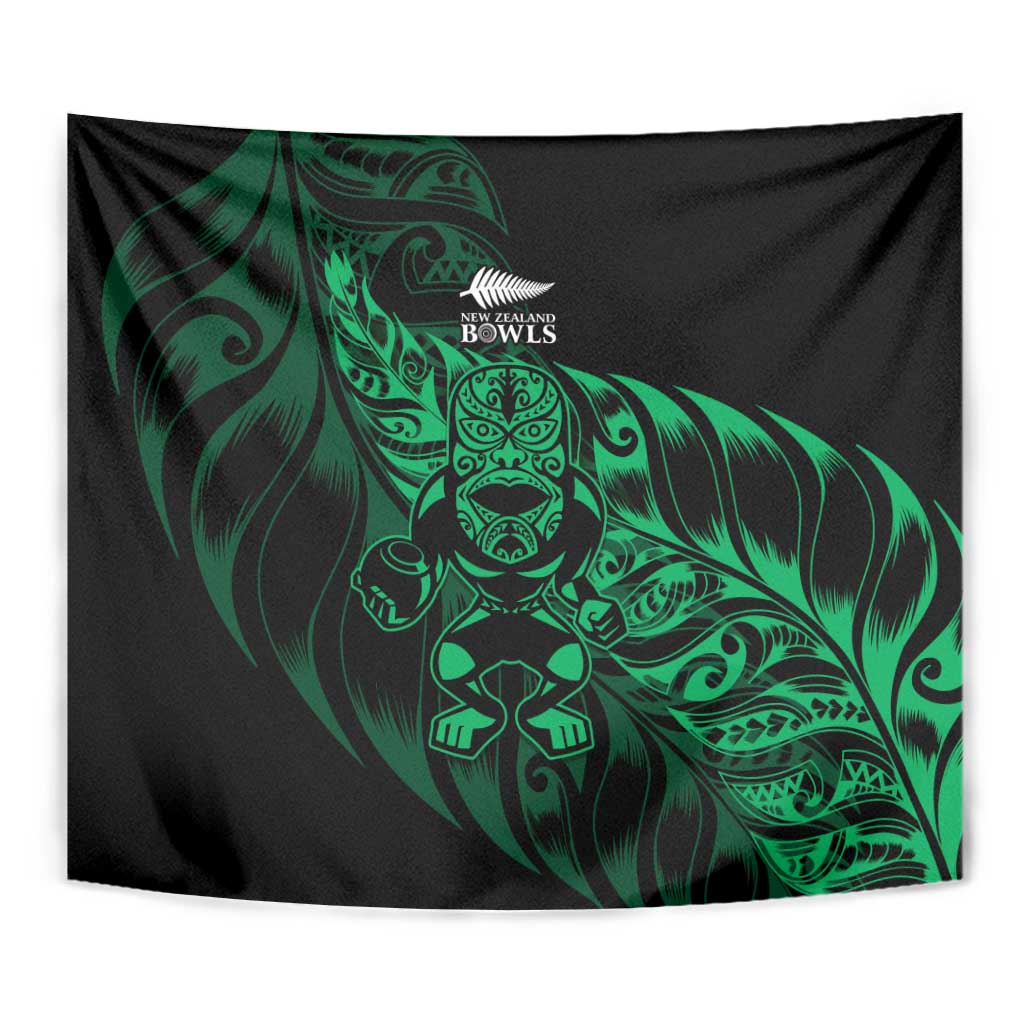 New Zealand Lawn Bowls Tapestry Green Maori Warrior Tribal Silver Fern - Polynesian Pride