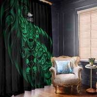 New Zealand Lawn Bowls Window Curtain Green Maori Warrior Tribal Silver Fern - Polynesian Pride