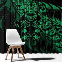 New Zealand Lawn Bowls Window Curtain Green Maori Warrior Tribal Silver Fern - Polynesian Pride