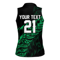 New Zealand Lawn Bowls Custom Women Sleeveless Polo Shirt Green Maori Warrior Tribal Silver Fern - Polynesian Pride