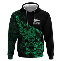 New Zealand Lawn Bowls Custom Zip Hoodie Green Maori Warrior Tribal Silver Fern - Polynesian Pride