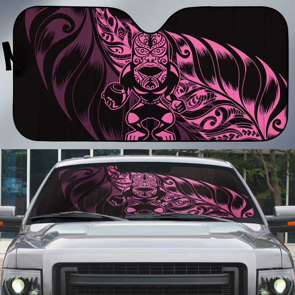 New Zealand Lawn Bowls Auto Sun Shade Pink Maori Warrior Tribal Silver Fern - Polynesian Pride