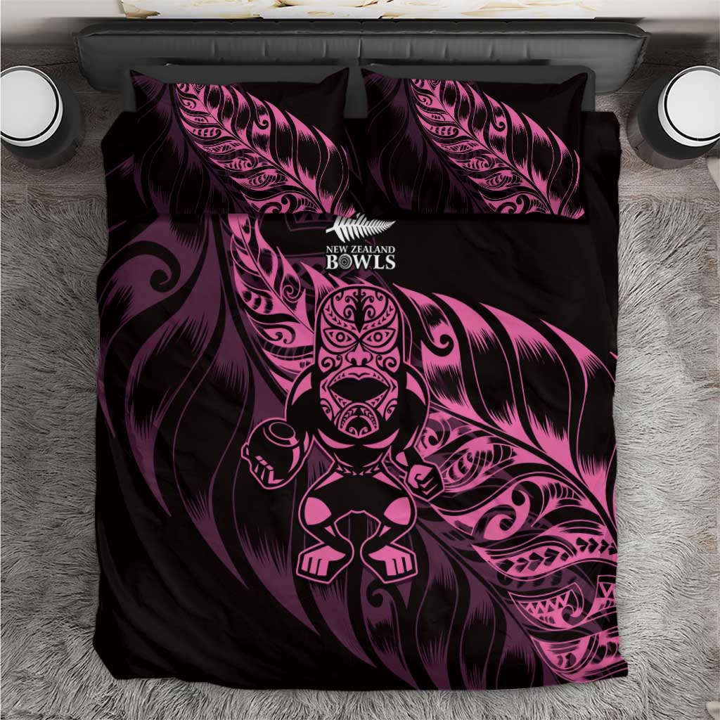 New Zealand Lawn Bowls Bedding Set Pink Maori Warrior Tribal Silver Fern - Polynesian Pride