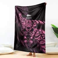 New Zealand Lawn Bowls Blanket Pink Maori Warrior Tribal Silver Fern - Polynesian Pride