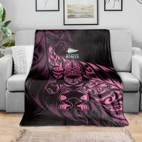 New Zealand Lawn Bowls Blanket Pink Maori Warrior Tribal Silver Fern - Polynesian Pride