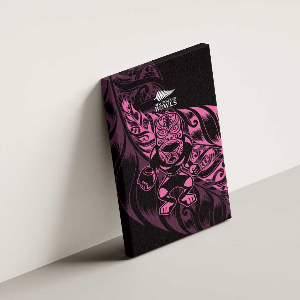 New Zealand Lawn Bowls Canvas Wall Art Pink Maori Warrior Tribal Silver Fern - Polynesian Pride