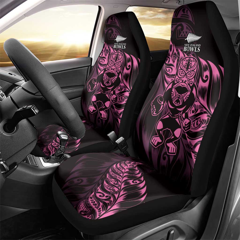 New Zealand Lawn Bowls Car Seat Cover Pink Maori Warrior Tribal Silver Fern - Polynesian Pride