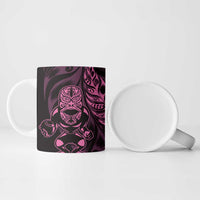 New Zealand Lawn Bowls Custom Ceramic Mug Pink Maori Warrior Tribal Silver Fern - Polynesian Pride