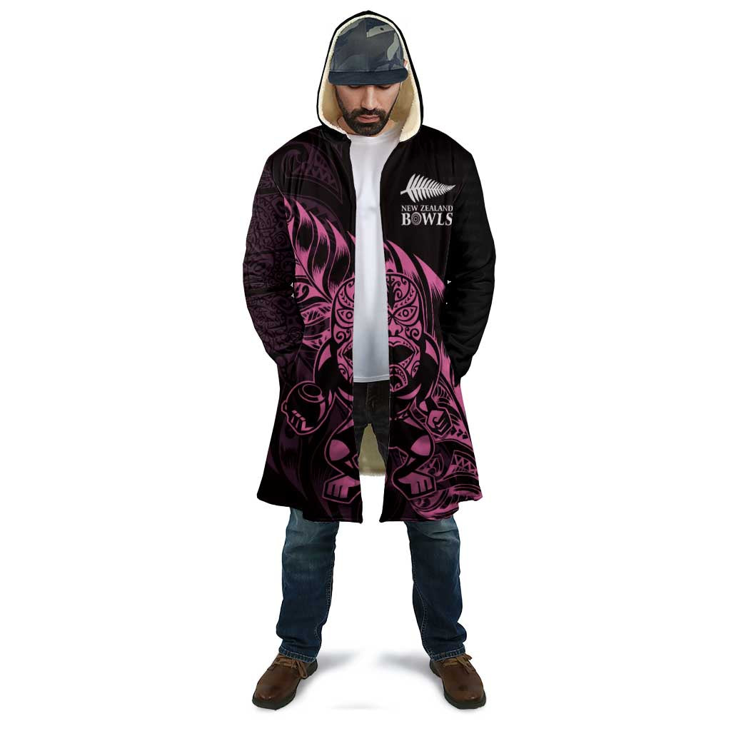 New Zealand Lawn Bowls Custom Cloak Pink Maori Warrior Tribal Silver Fern - Polynesian Pride
