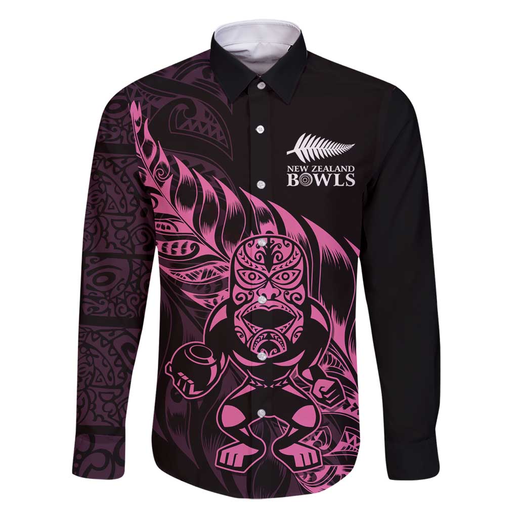 New Zealand Lawn Bowls Custom Family Matching Summer Maxi Dress and Hawaiian Shirt Pink Maori Warrior Tribal Silver Fern - Polynesian Pride