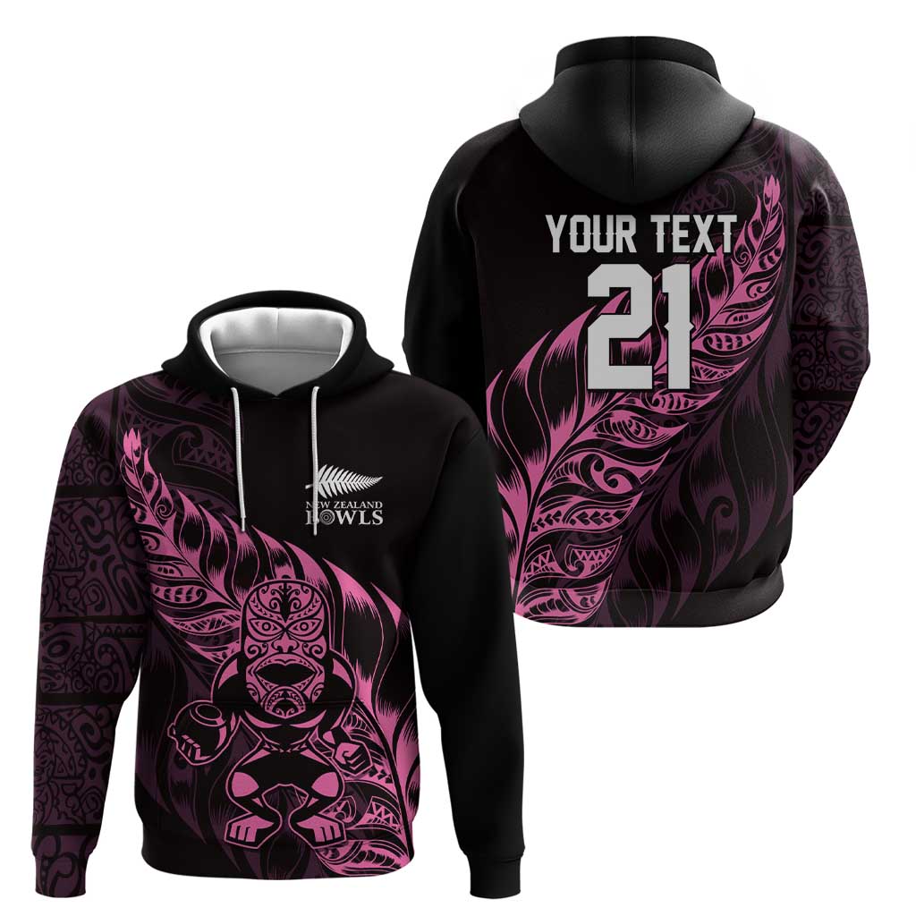 New Zealand Lawn Bowls Custom Hoodie Pink Maori Warrior Tribal Silver Fern - Polynesian Pride