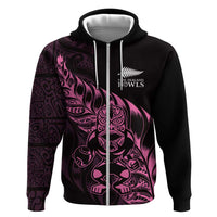 New Zealand Lawn Bowls Custom Hoodie Pink Maori Warrior Tribal Silver Fern - Polynesian Pride