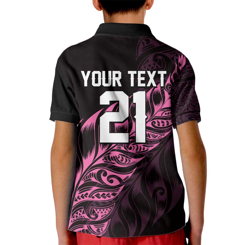 New Zealand Lawn Bowls Custom Kid Polo Shirt Pink Maori Warrior Tribal Silver Fern - Polynesian Pride
